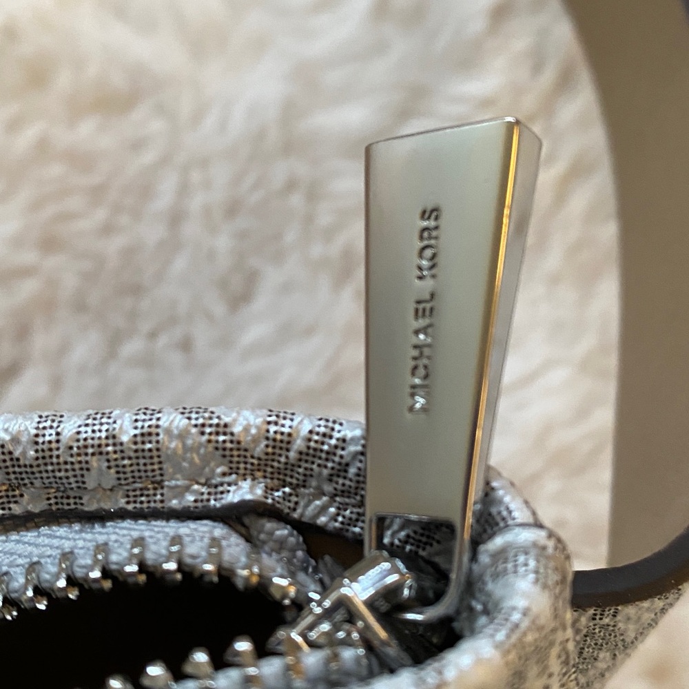 Michael Kors Silver White Logo Belt Bag with Silver Hardware - Picture 9 of 16